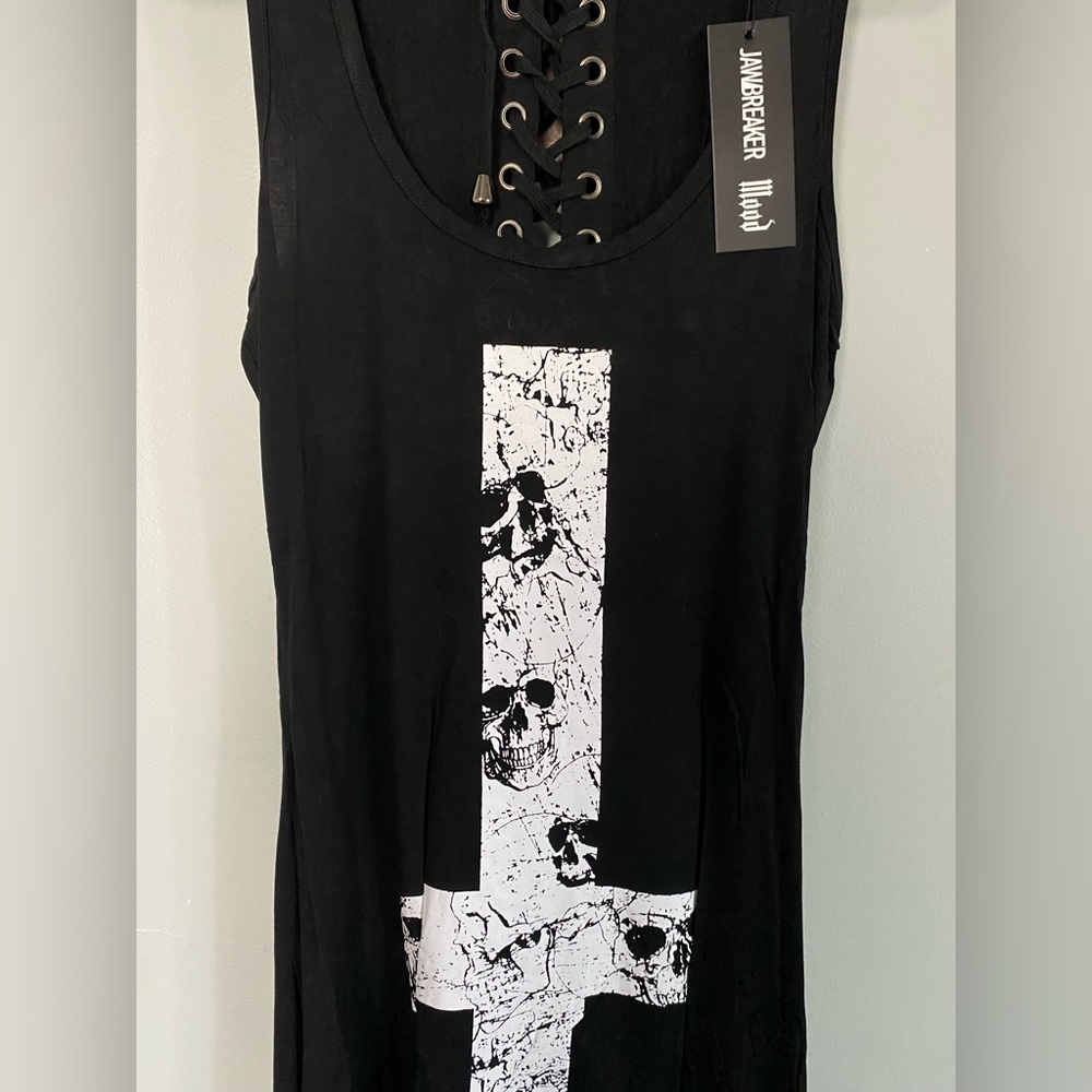 NWT’s Jawbreaker lace up graphic skull Y2K dress - Picture 2 of 7